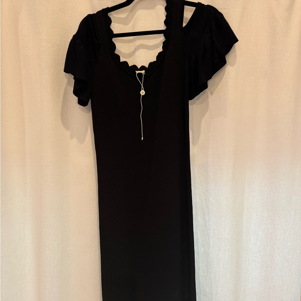 NWT Max Studio Black Midi Dress with Ruffle Sleeves